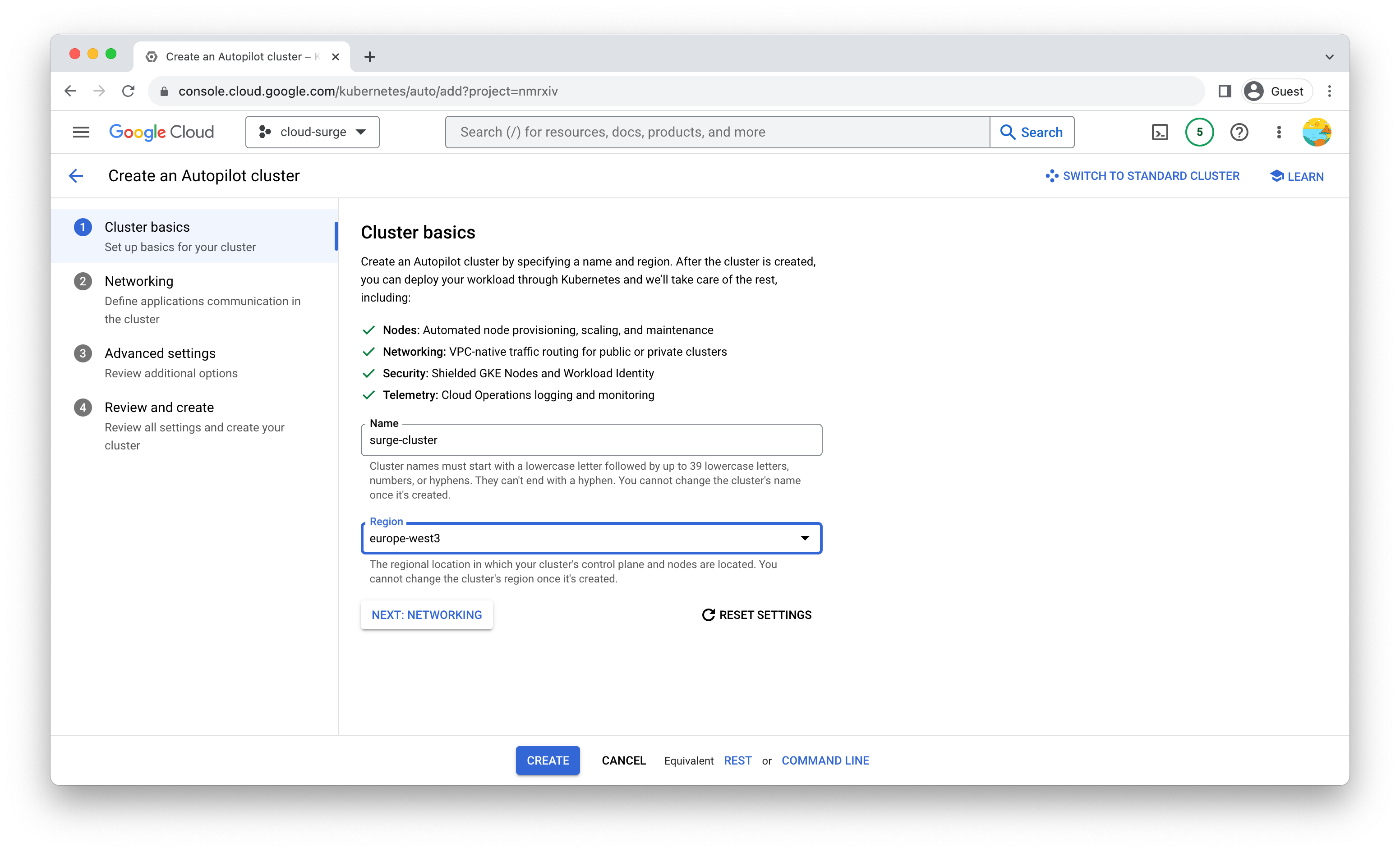 Create Cluster