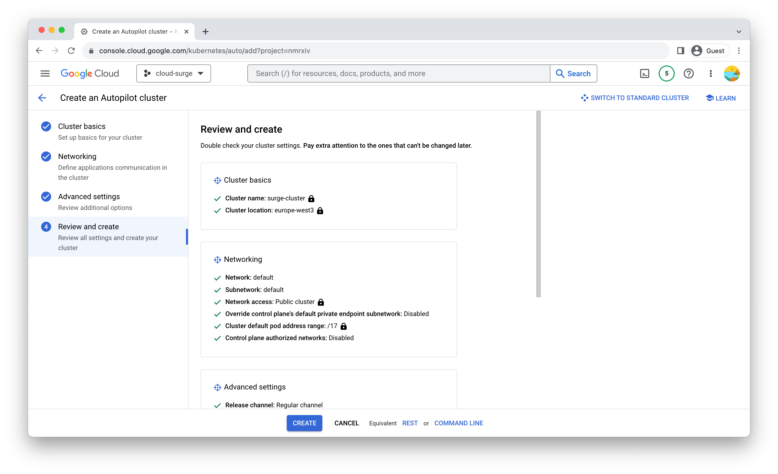 Create Cluster