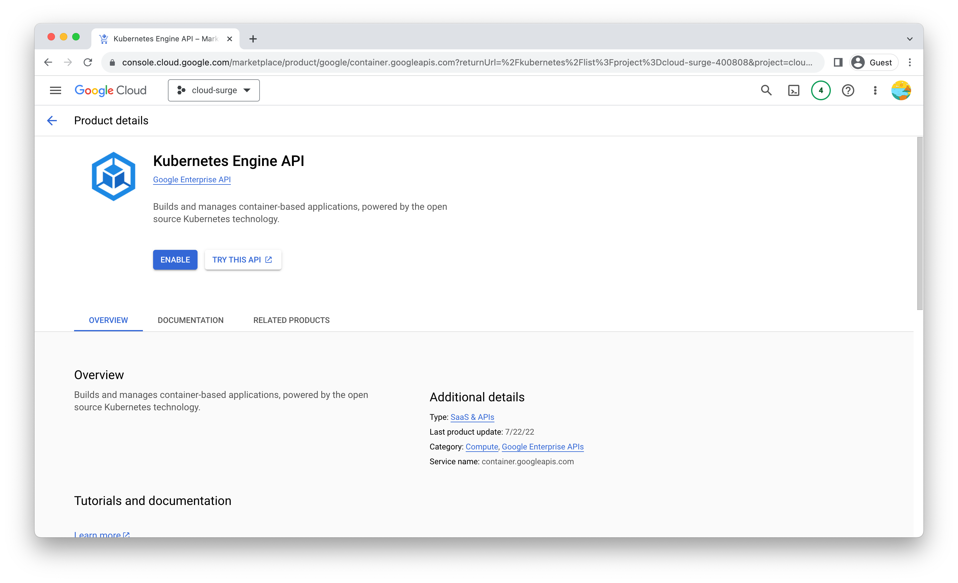 Kubernetes API Enable