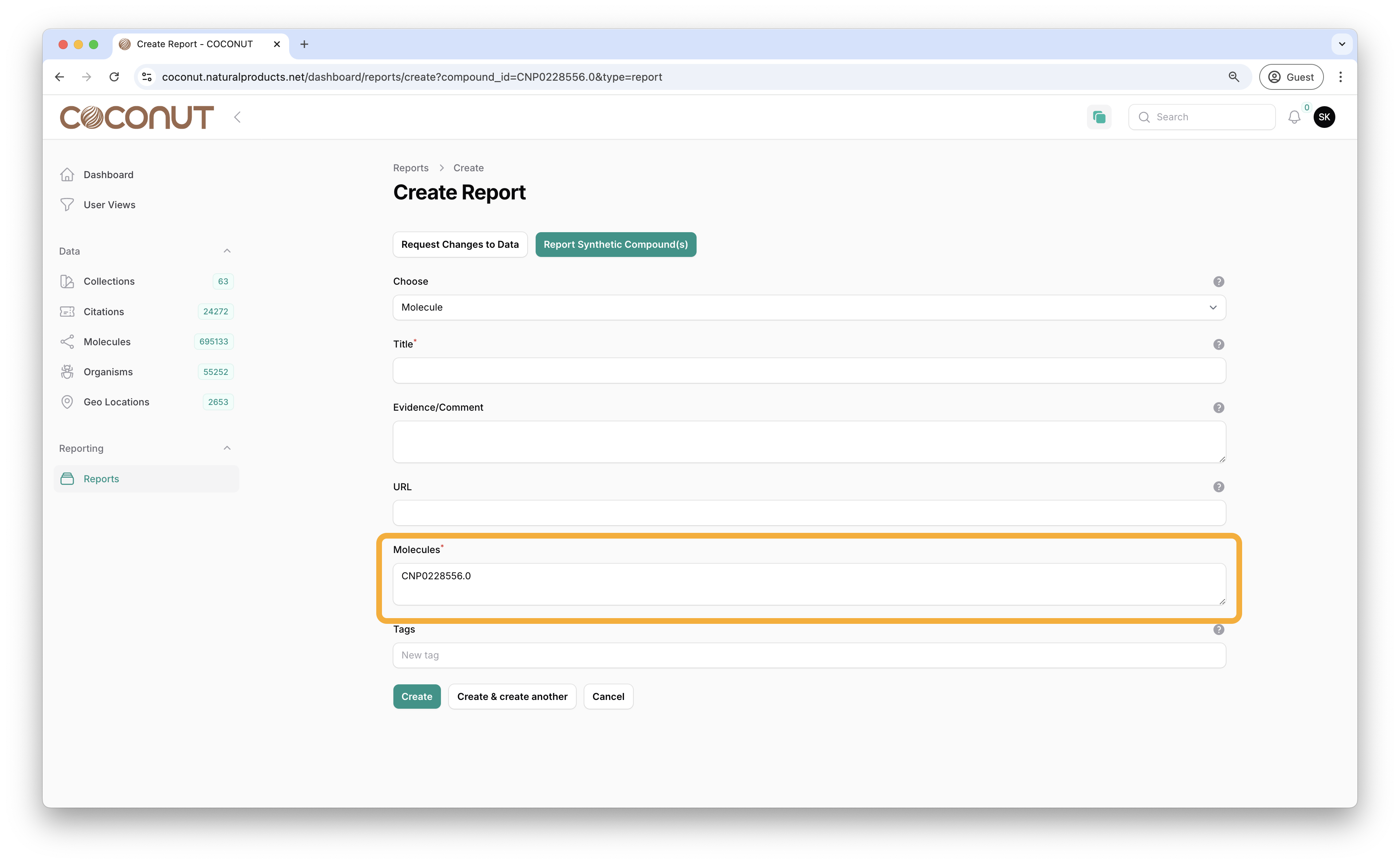 Report Molecule Page