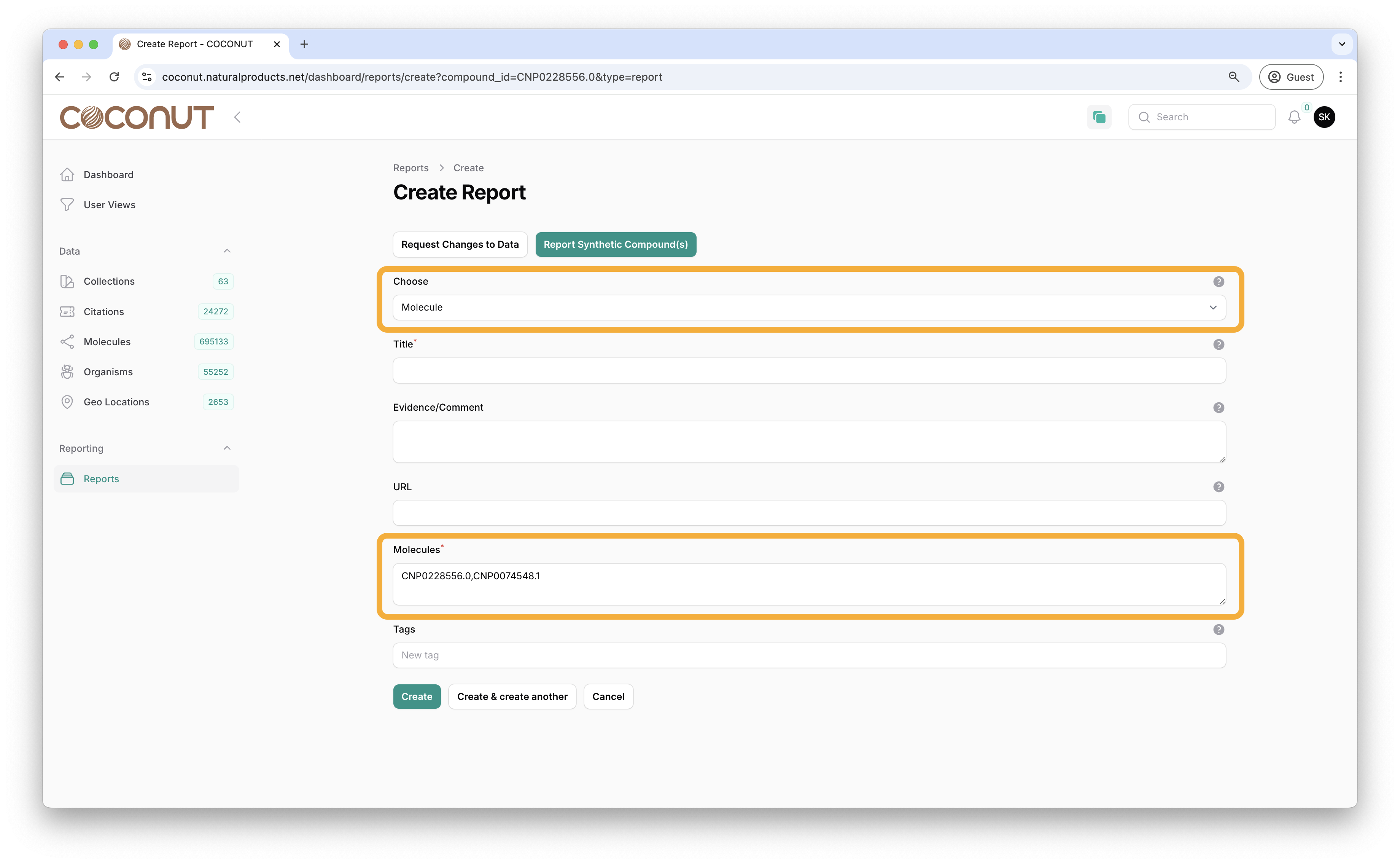 Report Molecules Page